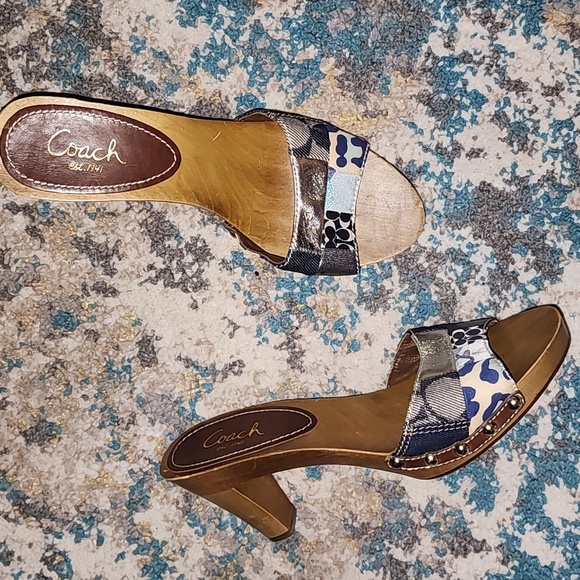 Coach Allissa Wooden Denim Patchwork Kitten Heel Size 7 - Picture 7 of 12